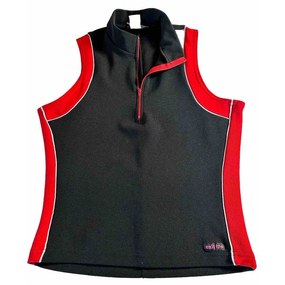 Vintage Steven Paul Women’s Black Red Top Zipper Cropped Sleeveless Medium RARE